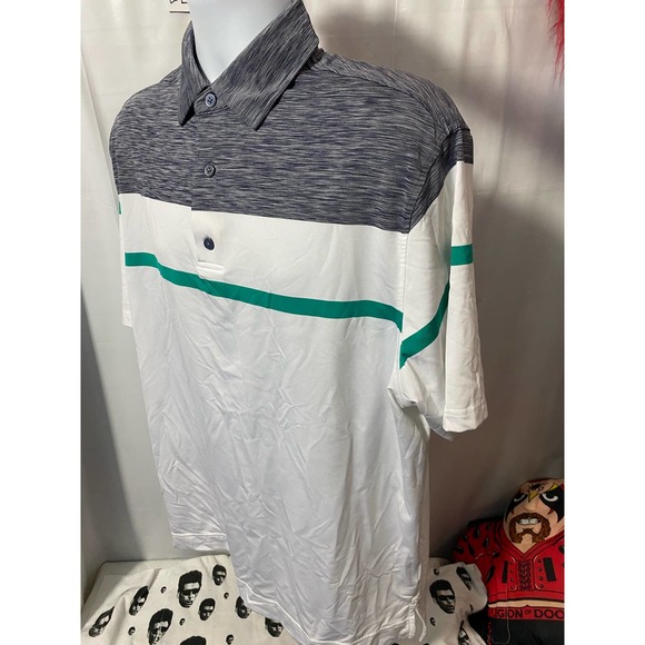 FootJoy FJ Polo Shirt Mens Large Gray Short Sleeve Performance Stretch Golf Logo - Picture 8 of 11